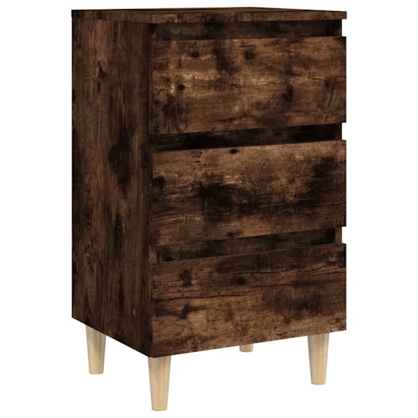vidaXL Sängbord med ben i massivt trä 2 st rökfärgad ek 40x35x69 cm Brun