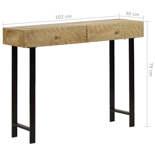 vidaXL Konsolbord massivt mangoträ 102x30x79 cm Brun