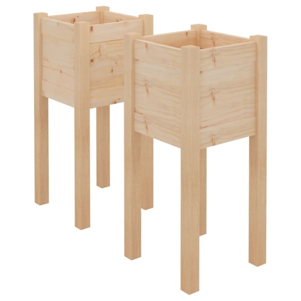 vidaXL Odlingslådor 2 st 31x31x70 cm massiv furu Brun