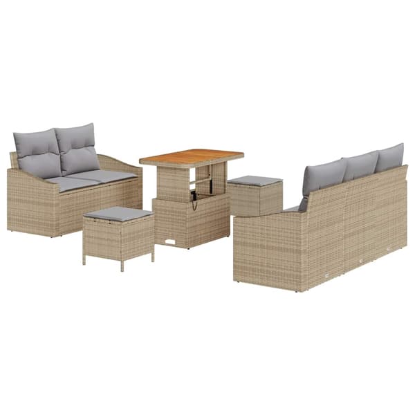 vidaXL Trädgårdsoffset 8 st Beige konstrotting Beige