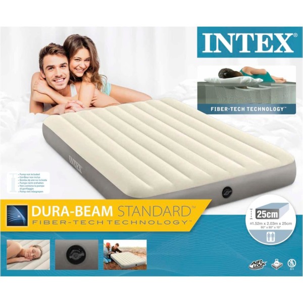 INTEX Luftmadrass Dura-Beam Standard Single-High 152x203x25 cm grå