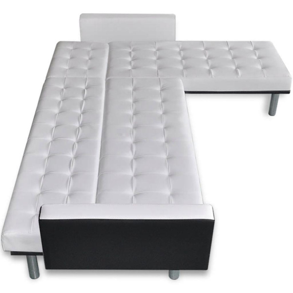 vidaXL L-formad bäddsoffa konstläder vit Vit