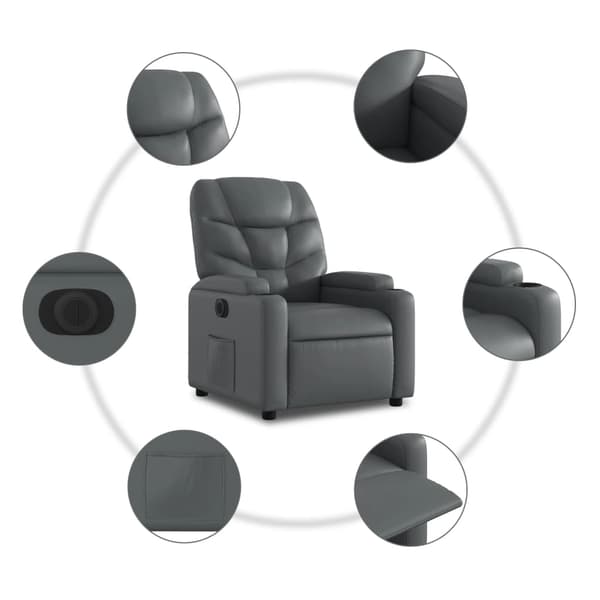 vidaXL Elektrisk reclinerfåtölj grå konstläder Grå