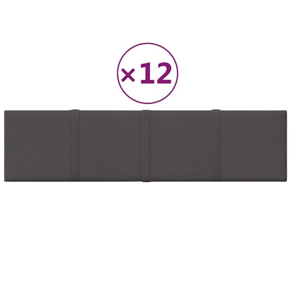 vidaXL Väggpaneler 12 st mörkgrå 60x15 cm tyg 1,08 m² Grå