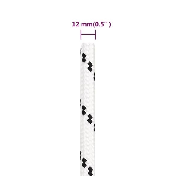 vidaXL Båtlina flätad vit 12 mm x 100 m polyester Vit