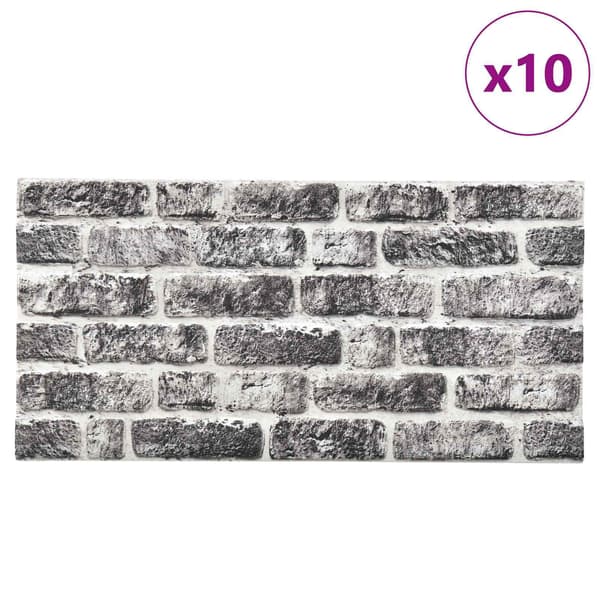 vidaXL Väggpaneler 10 st 100 x 50 cm Mörkgrå och vit EPS Skum grå