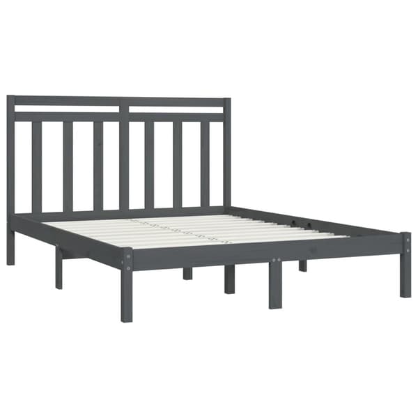 vidaXL Sängram grå massivt trä 135x190 cm Grå