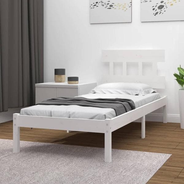 vidaXL Sängram vit massivt trä 90x200 cm Vit