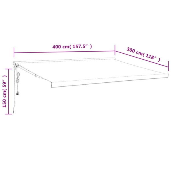 vidaXL Markis infällbar antracit 4x3 m tyg&aluminium Antracit