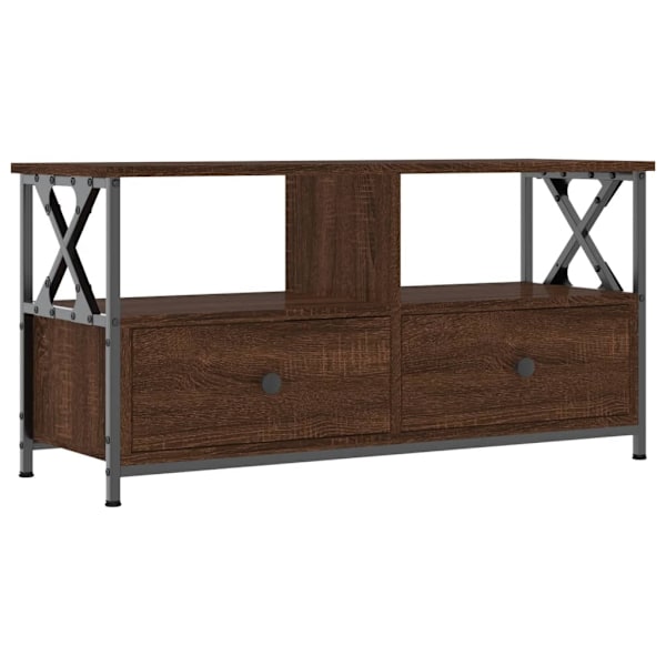 vidaXL Tv-bänk brun ek 90x33x45 cm konstruerat trä & järn Brun