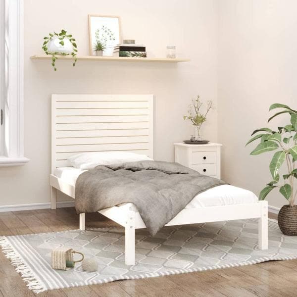 vidaXL Sängram vit massivt trä 90x200 cm Vit