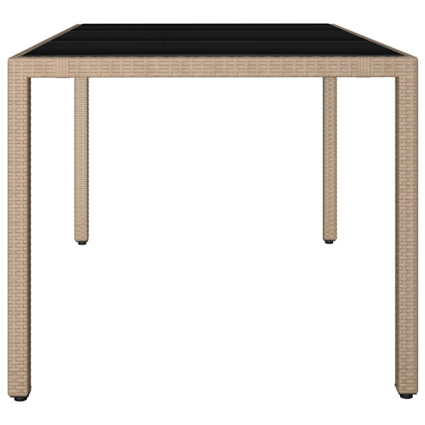 vidaXL Trädgårdsbord med glasskiva beige konstrotting&härdat glas Beige