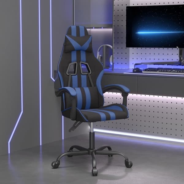 vidaXL Snurrbar gamingstol svart och blå konstläder Blå
