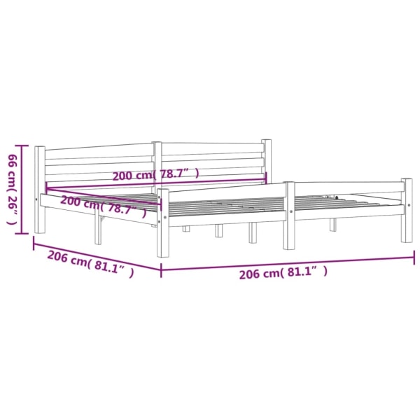 vidaXL Sängram honungsbrun massiv furu 200x200 cm Brun