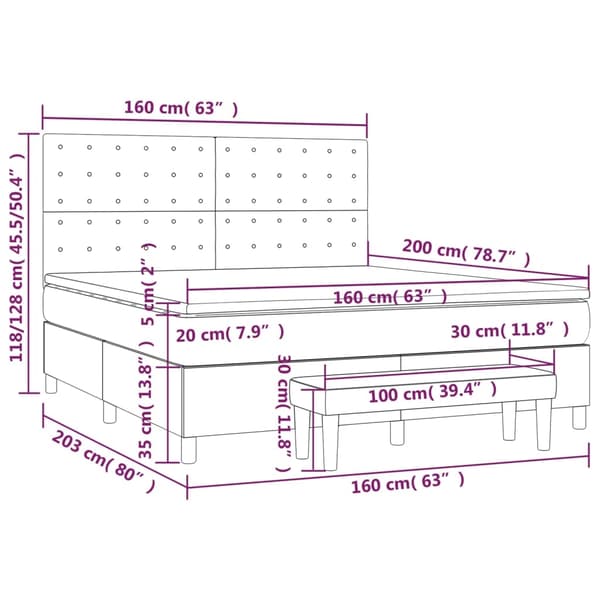 vidaXL Ramsäng med madrass blå 160x200 cm tyg Blå