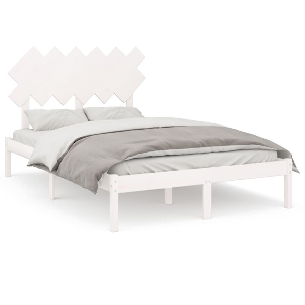 vidaXL Sängram massiv furu 120x190 cm vit Vit
