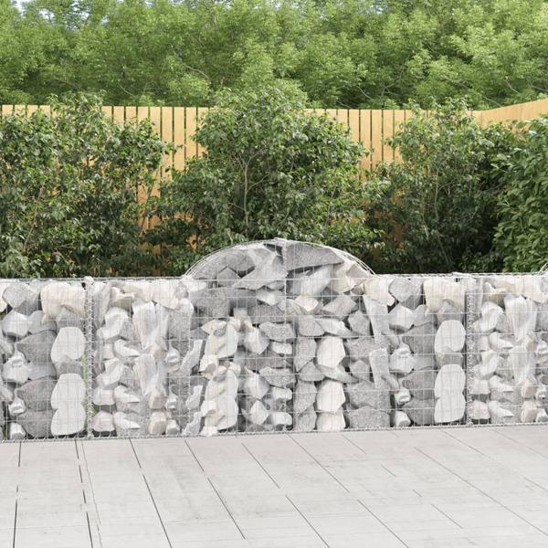 vidaXL Gabioner bågformade 13 st 200x30x80/100 cm galvaniserat järn Silver