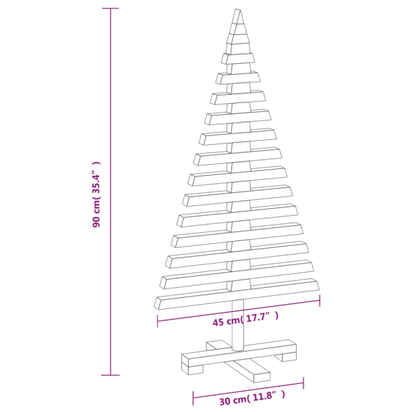 vidaXL Julgran i trä 90 cm massiv furu Brun