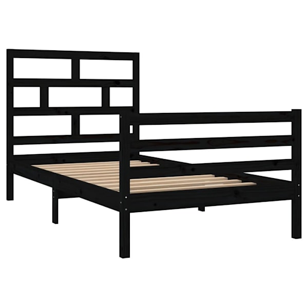 vidaXL Sängram svart massiv furu 100x200 cm enkelsäng Svart