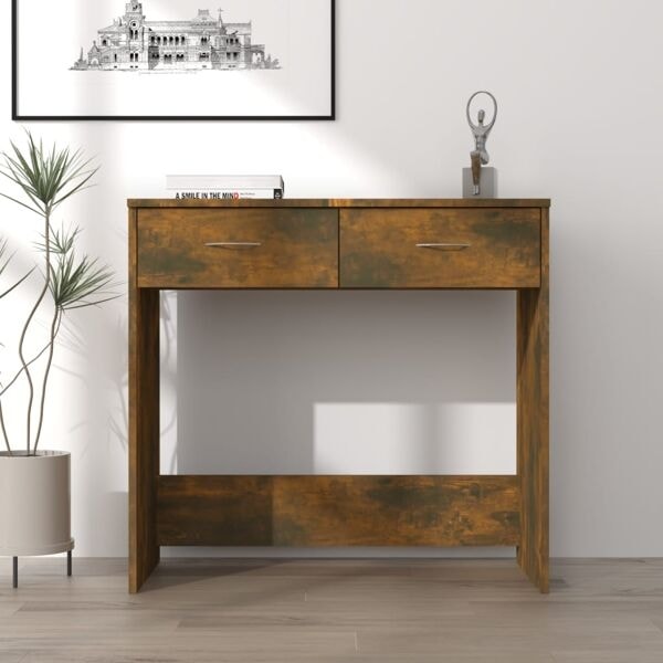 vidaXL Skrivbord rökfärgad ek 80x40x75 cm konstruerat trä Brun