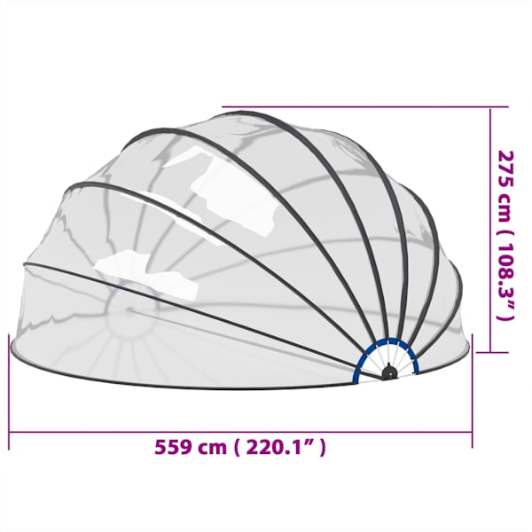 vidaXL Poolkupol 559x275 cm Transparent