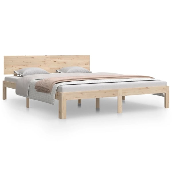 vidaXL Sängram massiv furu 160x200 cm Brun
