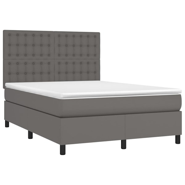 vidaXL Ramsäng med bäddmadrass grå 140x190 cm konstläder Grå