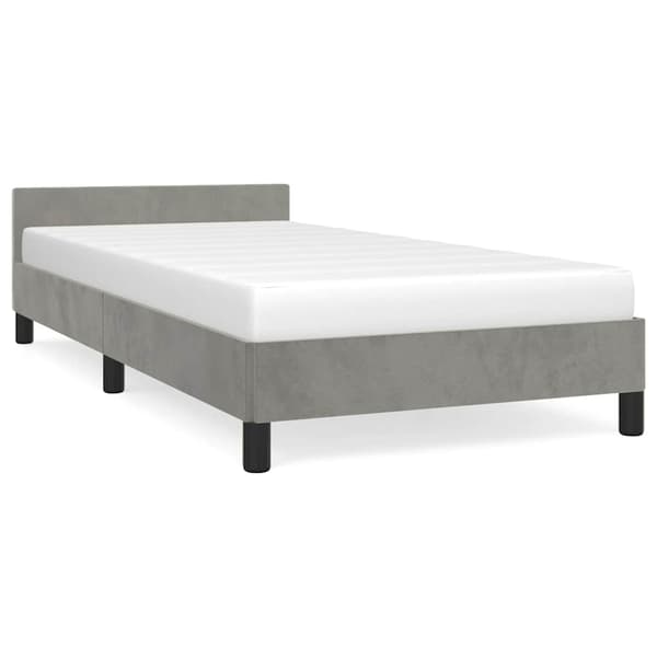 vidaXL Sängram utan madrass ljusgrå 90x200 cm sammet Grå