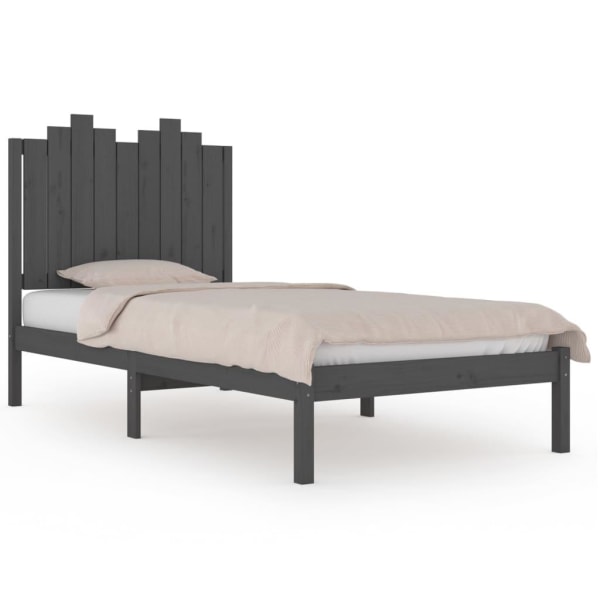 vidaXL Sängram grå massiv furu 90x200 cm Grå