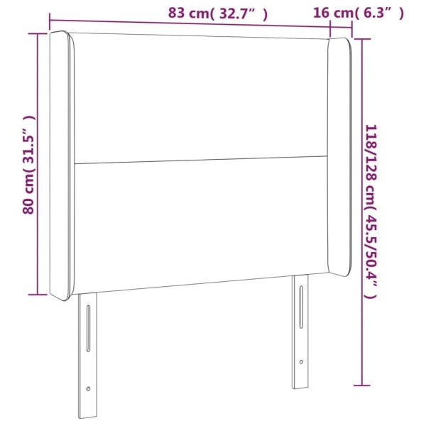 vidaXL Sänggavel med kanter blå 83x16x118/128 cm tyg Blå