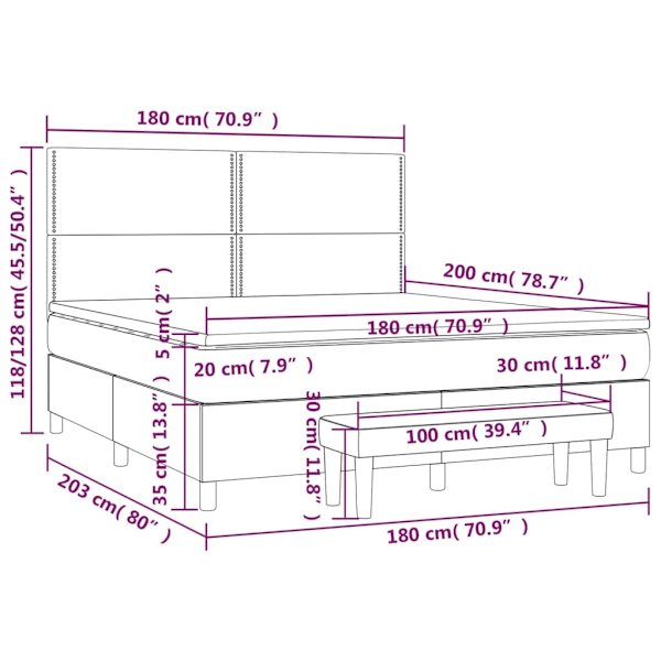 vidaXL Ramsäng med madrass grå 180x200 cm konstläder Grå