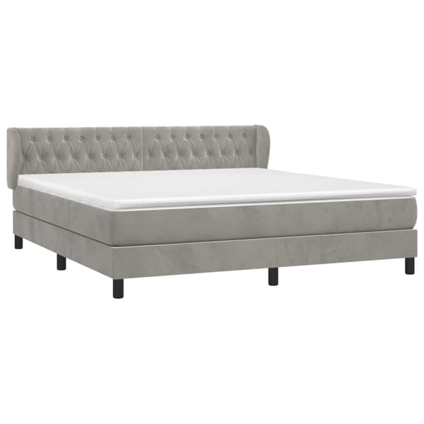vidaXL Ramsäng med madrass ljusgrå 160x200 cm sammet Grå