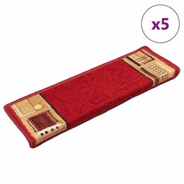 vidaXL Trappstegsmattor självhäftande 5 st 65x21x4 cm röd Röd