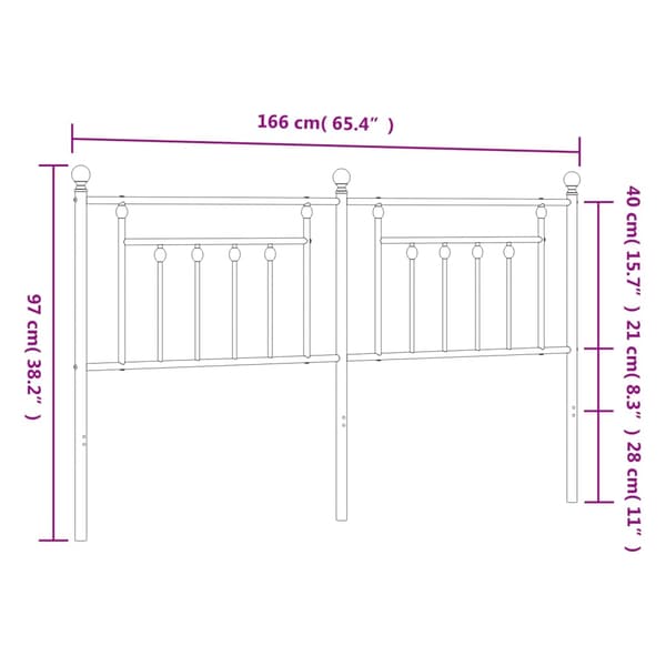 vidaXL Ersättningsgavel metall vit 160 cm Vit