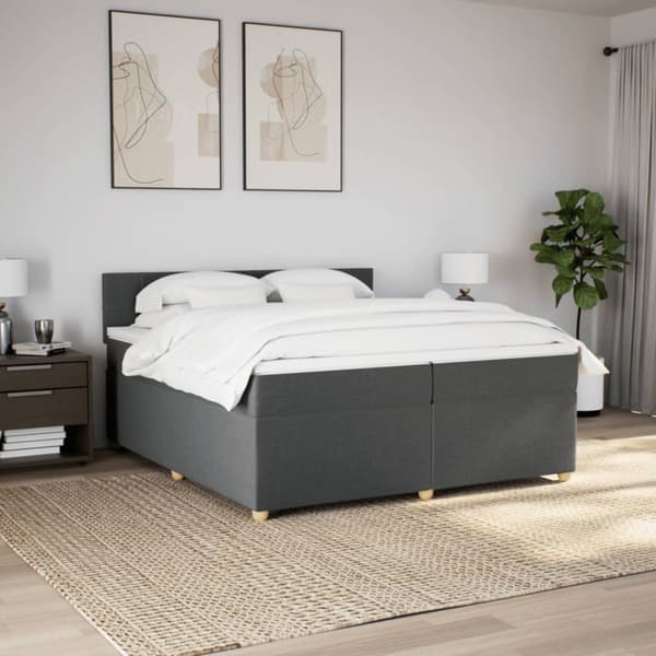 vidaXL Ramsäng med madrass mörkgrå 200x200 cm tyg Grå