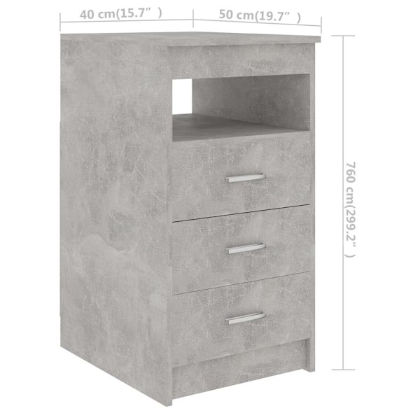 vidaXL Byrå betonggrå 40x50x76 cm konstruerat trä grå
