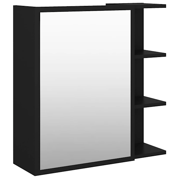 vidaXL Spegelskåp för badrum svart 62,5x20,5x64 cm konstruerat trä Svart