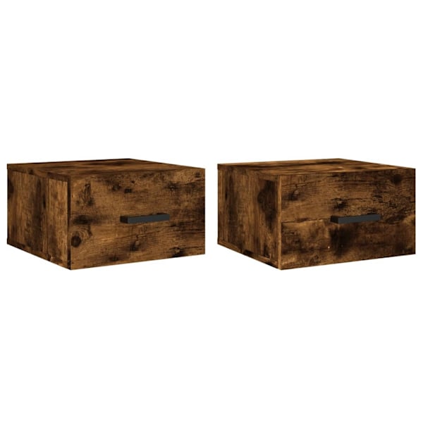 vidaXL Väggmonterat sängbord 2 st rökfärgad ek 35x35x20 cm Brun