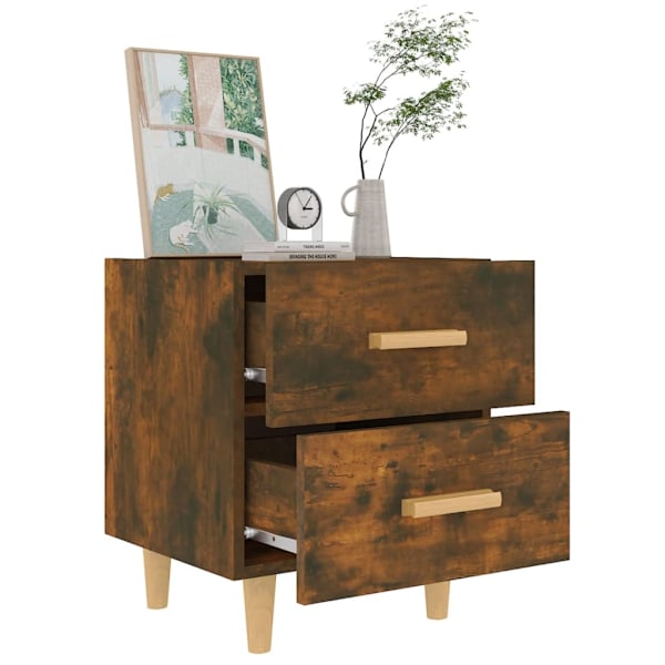vidaXL Sängbord rökfärgad ek 40x35x47,5 cm Brun