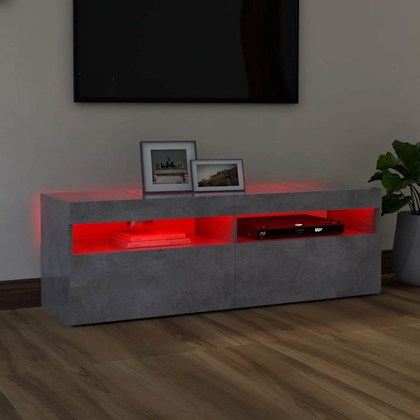 vidaXL TV-bänk med LED-belysning betonggrå 120x35x40 cm grå
