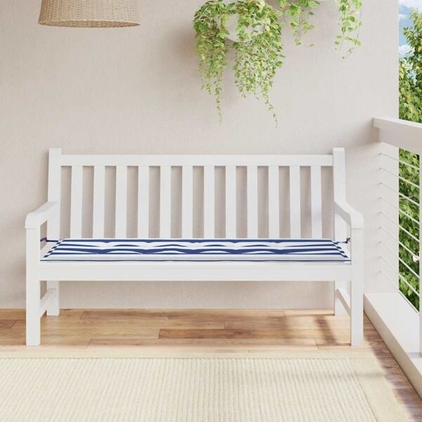 vidaXL Bänkdyna blå&vit randig 150x50x4 cm oxfordtyg Flerfärgsdesign