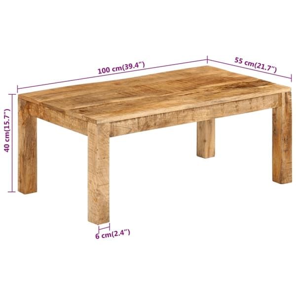 vidaXL Soffbord 100x55x40 cm massivt mangoträ Brun