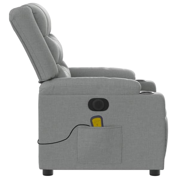 vidaXL Elektrisk massagefåtölj ljusgrå tyg Grå
