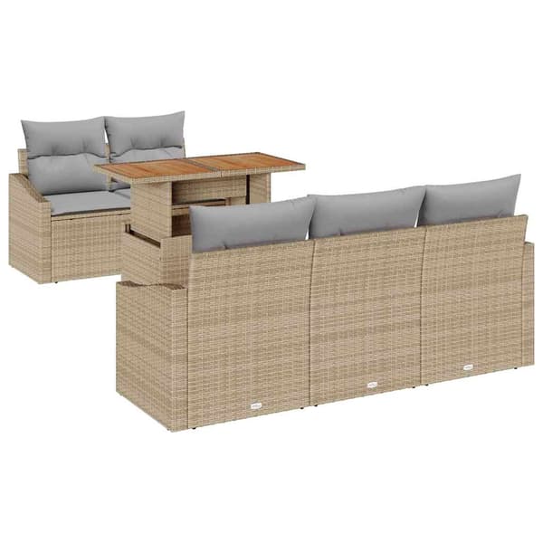 vidaXL Trädgårdsoffset 6 st Beige Poly rattan Beige