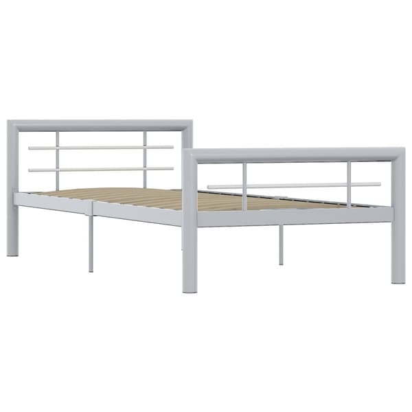 vidaXL Sängram grå och vit metall 90x200 cm grå