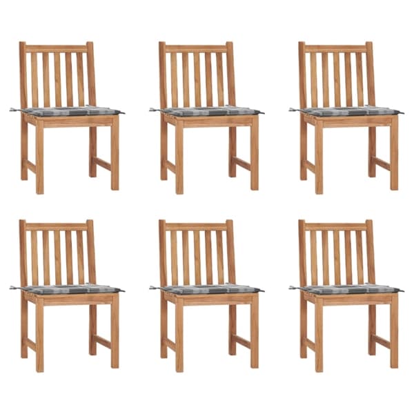 vidaXL Trädgårdsstolar 6 st med dynor massiv teak Brun