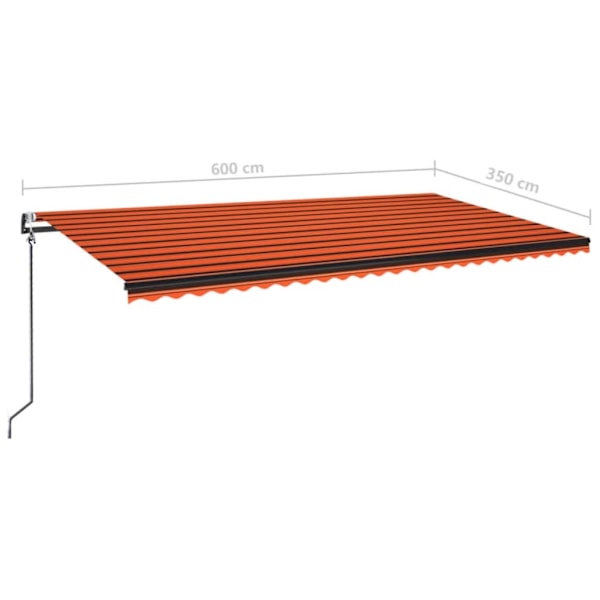 vidaXL Automatisk markis med vindsensor & LED 600x350 cm orange/brun Flerfärgsdesign