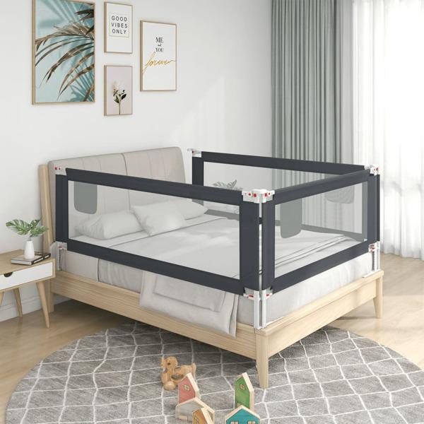 vidaXL Sängskena för barn mörkgrå 190x25 cm tyg grå