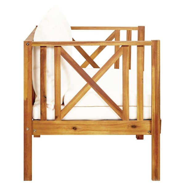 vidaXL Trädgårdsbänk 2-sits med dynor 122 cm massivt akaciaträ Creme
