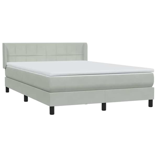 vidaXL Ramsäng med madrass ljusgrå 160x210 cm sammet Grå